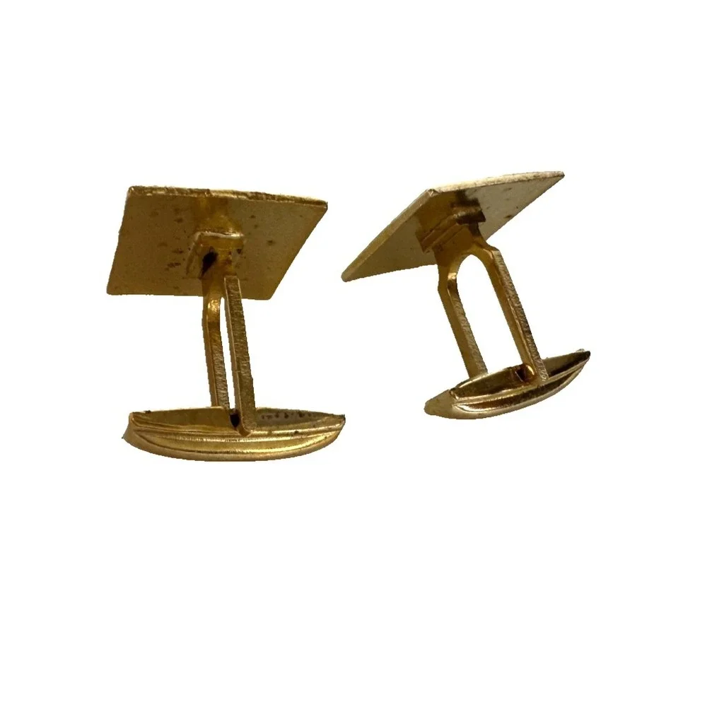 Vintage Cufflinks w Enamel Symbols Resembling a Farming Club